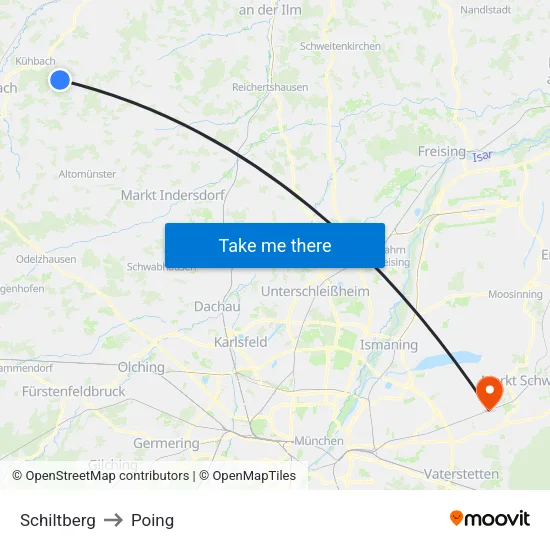 Schiltberg to Poing map