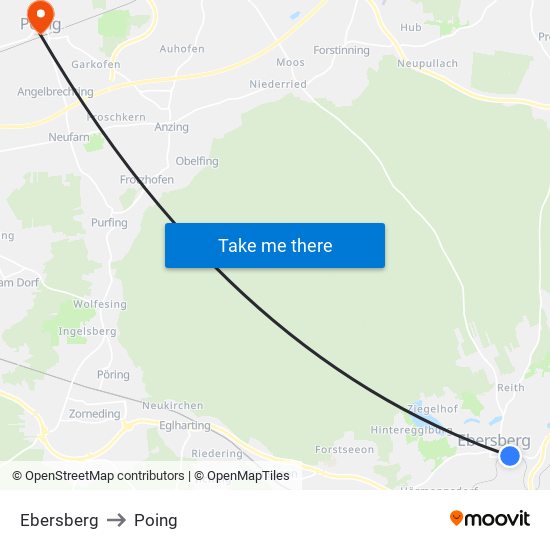 Ebersberg to Poing map