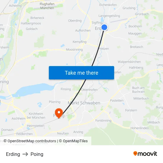 Erding to Poing map
