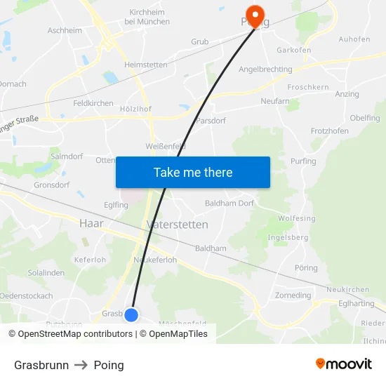 Grasbrunn to Poing map