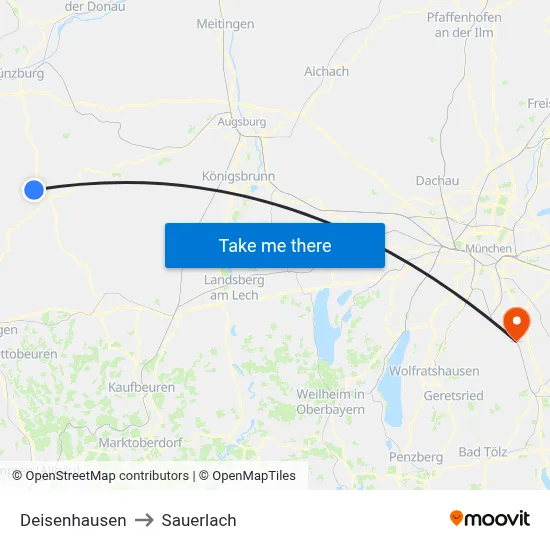 Deisenhausen to Sauerlach map