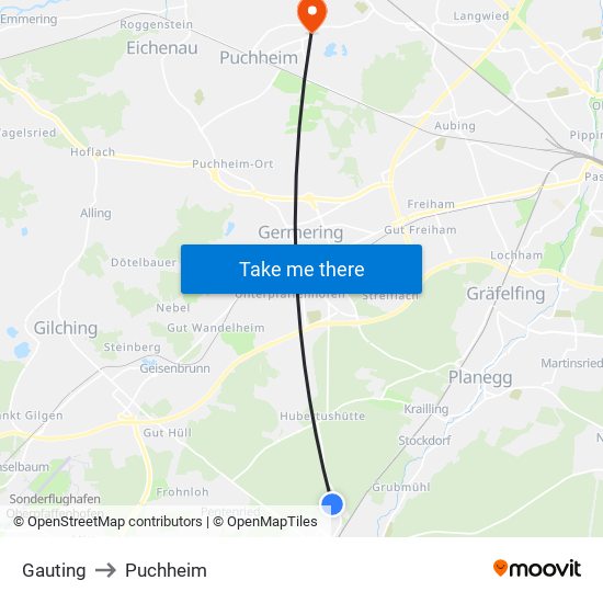 Gauting to Puchheim map