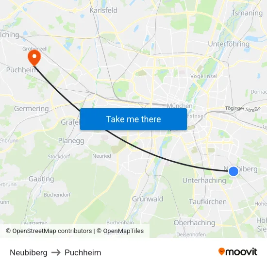 Neubiberg to Puchheim map
