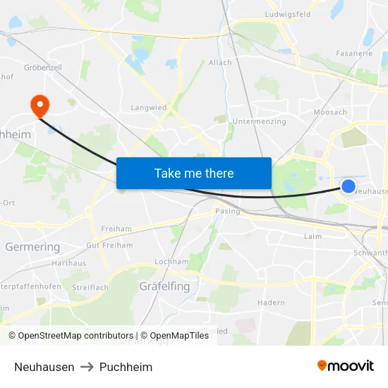 Neuhausen to Puchheim map