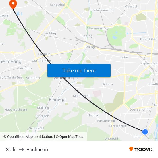 Solln to Puchheim map