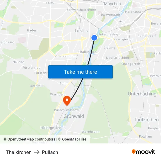Thalkirchen to Pullach map