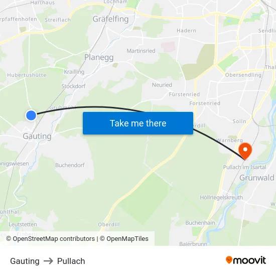 Gauting to Pullach map