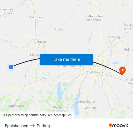 Eppishausen to Purfing map