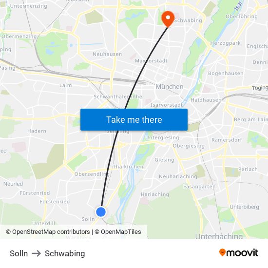 Solln to Schwabing map