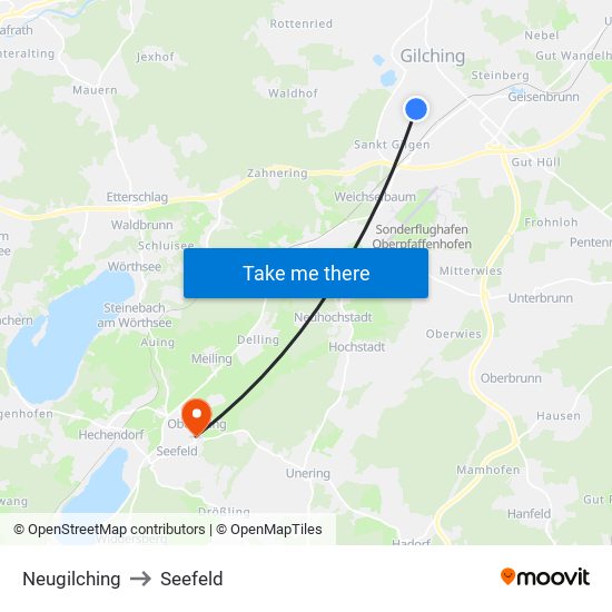 Neugilching to Seefeld map