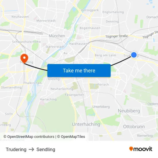 Trudering to Sendling map