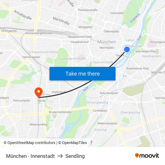 München - Innenstadt to Sendling map