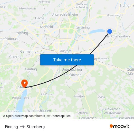 Finsing to Starnberg map