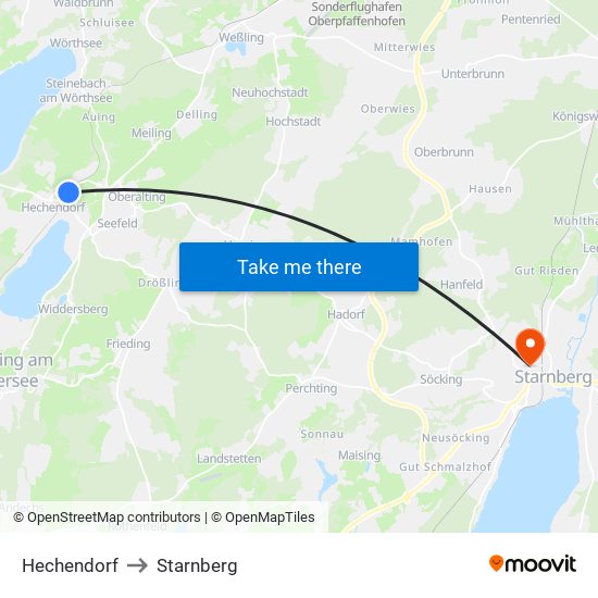 Hechendorf to Starnberg map