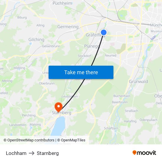 Lochham to Starnberg map