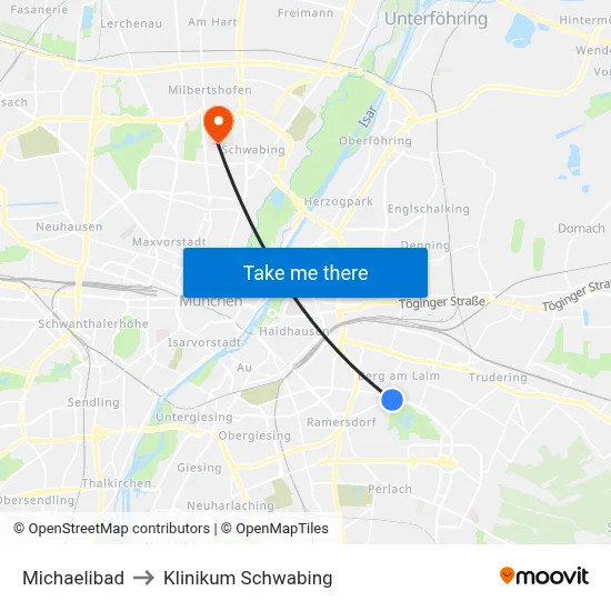 Michaelibad to Klinikum Schwabing map