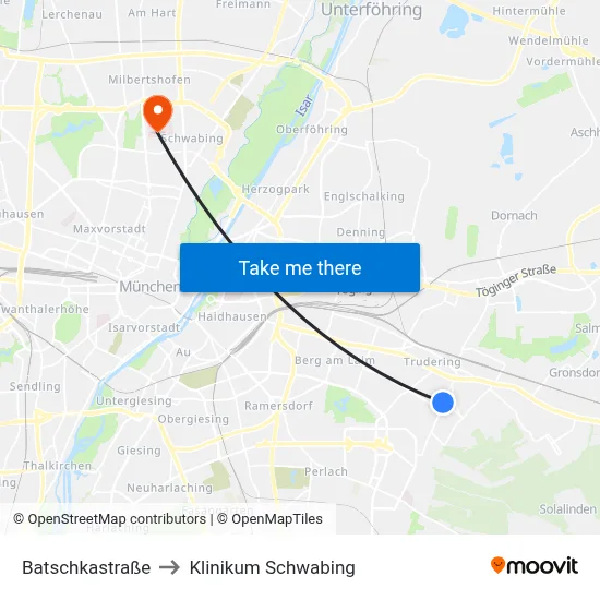 Batschkastraße to Klinikum Schwabing map