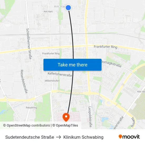 Sudetendeutsche Straße to Klinikum Schwabing map