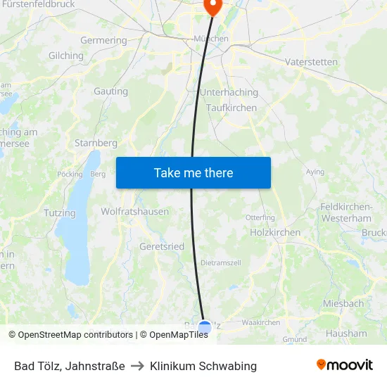 Bad Tölz, Jahnstraße to Klinikum Schwabing map