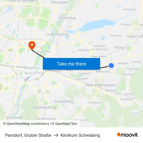 Parsdorf, Gruber Straße to Klinikum Schwabing map