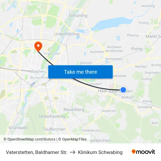 Vaterstetten, Baldhamer Str. to Klinikum Schwabing map