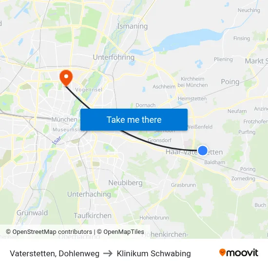 Vaterstetten, Dohlenweg to Klinikum Schwabing map