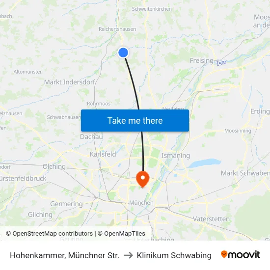 Hohenkammer, Münchner Str. to Klinikum Schwabing map