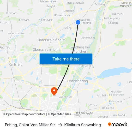 Eching, Oskar-Von-Miller-Str. to Klinikum Schwabing map