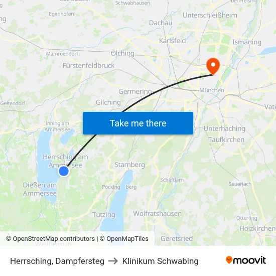 Herrsching, Dampfersteg to Klinikum Schwabing map