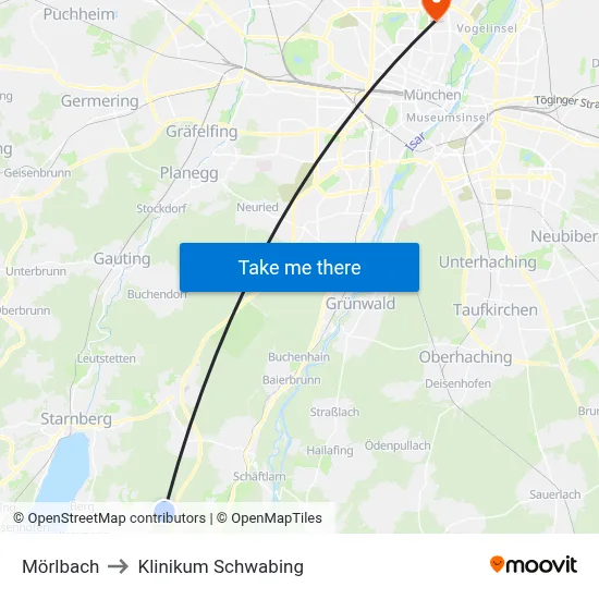 Mörlbach to Klinikum Schwabing map