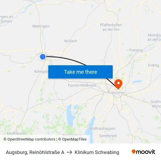 Augsburg, Reinöhlstraße A to Klinikum Schwabing map