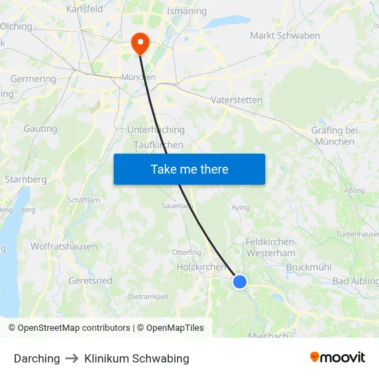 Darching to Klinikum Schwabing map