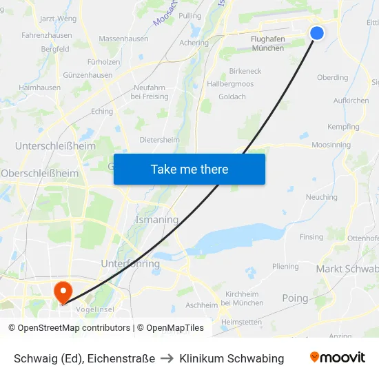 Schwaig (Ed), Eichenstraße to Klinikum Schwabing map