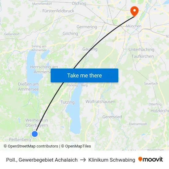 Poll., Gewerbegebiet Achalaich to Klinikum Schwabing map
