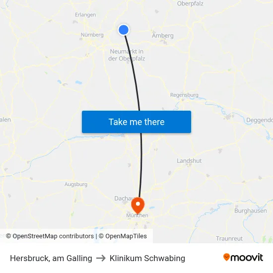 Hersbruck, am Galling to Klinikum Schwabing map