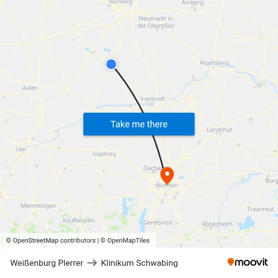 Weißenburg Plerrer to Klinikum Schwabing map