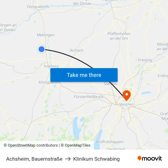 Achsheim, Bauernstraße to Klinikum Schwabing map