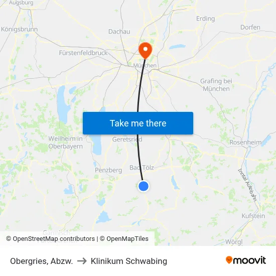 Obergries, Abzw. to Klinikum Schwabing map