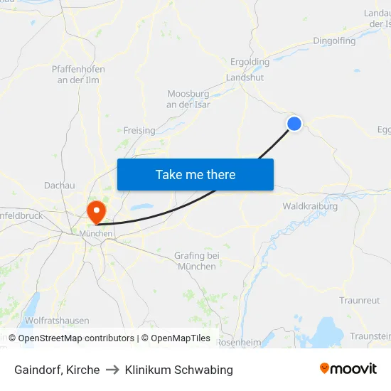 Gaindorf, Kirche to Klinikum Schwabing map