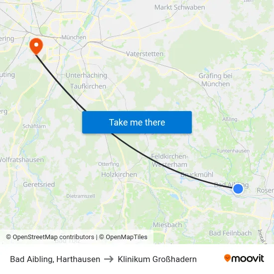 Bad Aibling, Harthausen to Klinikum Großhadern map