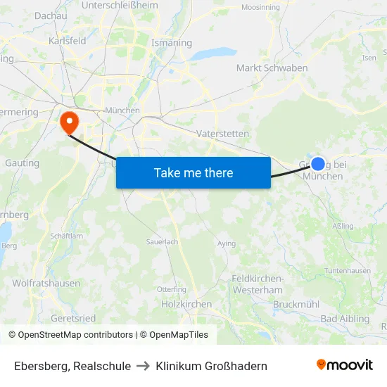 Ebersberg, Realschule to Klinikum Großhadern map