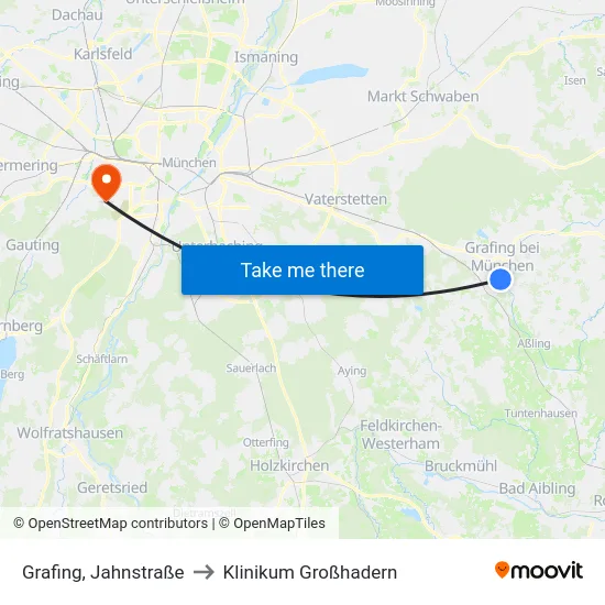 Grafing, Jahnstraße to Klinikum Großhadern map