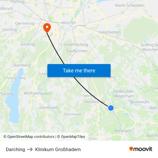 Darching to Klinikum Großhadern map