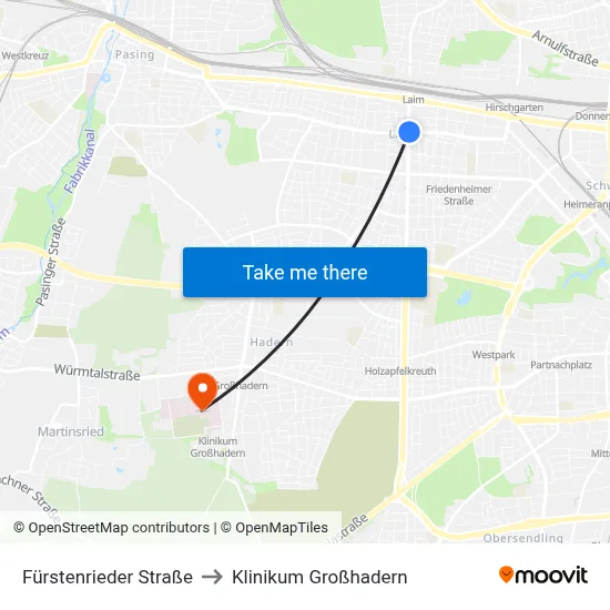 Fürstenrieder Straße to Klinikum Großhadern map