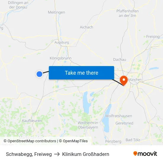 Schwabegg, Freiweg to Klinikum Großhadern map