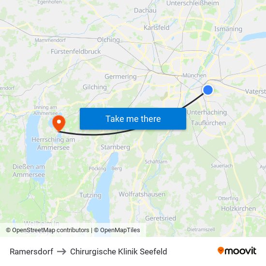 Ramersdorf to Chirurgische Klinik Seefeld map