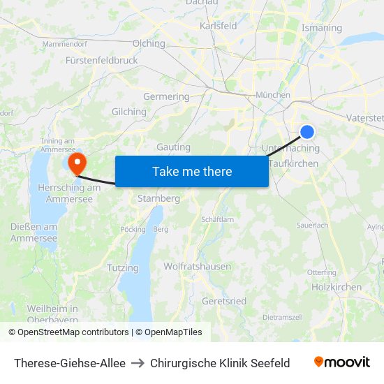 Therese-Giehse-Allee to Chirurgische Klinik Seefeld map