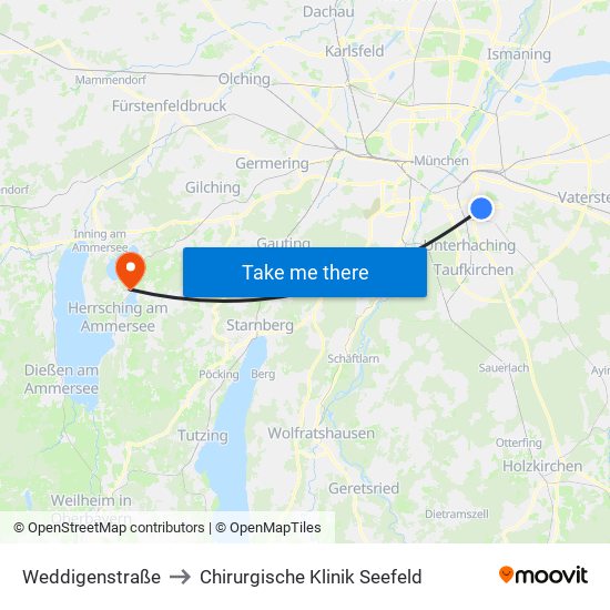 Weddigenstraße to Chirurgische Klinik Seefeld map