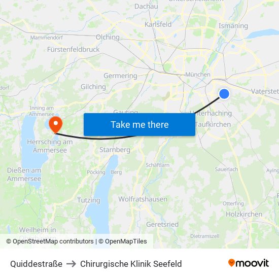 Quiddestraße to Chirurgische Klinik Seefeld map