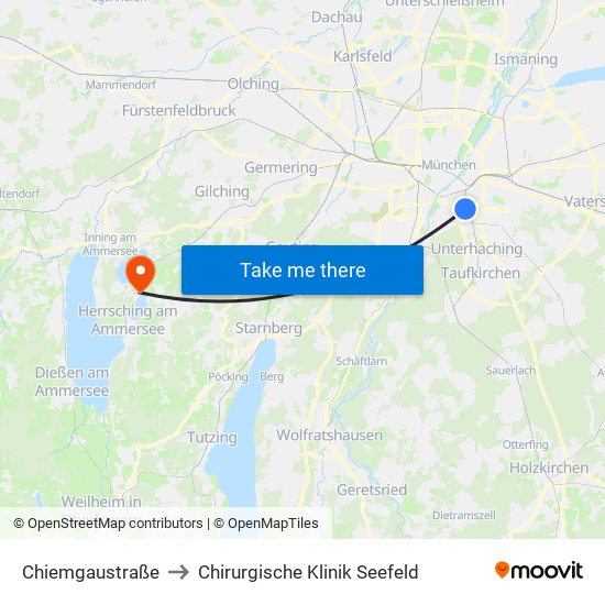 Chiemgaustraße to Chirurgische Klinik Seefeld map